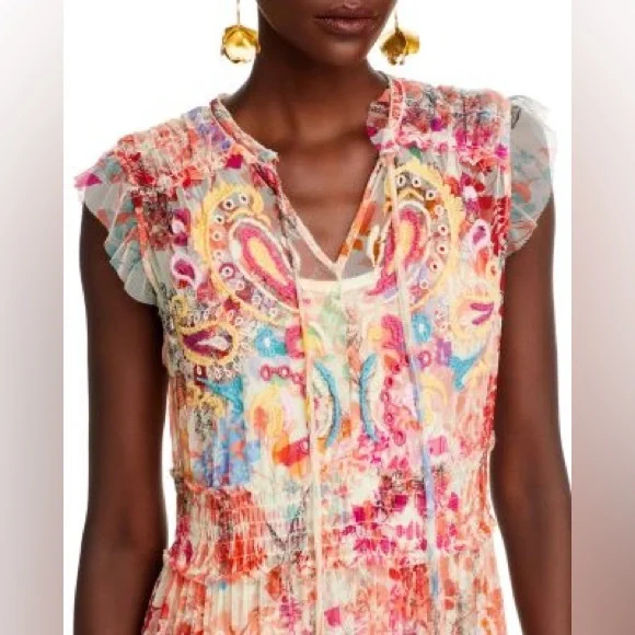 Johnny Was Vibrant Floral Midi Dress - Picture 2 of 7